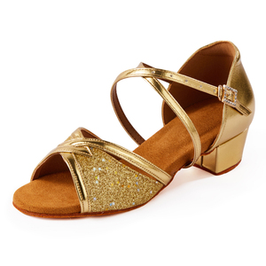 Chaussures de <span class=keywords><strong>danse</strong></span> latine brillantes pour enfants, vente chaude, sandales dorées à semelle souple pour filles, chaussures de scène, chaussures de <span class=keywords><strong>danse</strong></span> de salon - Product Image 1