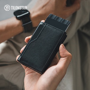 TILONSTAR TVC337P Accept Custom Real Leather Pop up <b>Wallet</b> Credit Bankcard Money <b>Holder</b> Business Leather Card <b>Holders</b> - Product Image 3