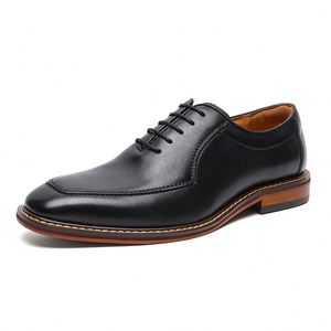 Grande valise pour chaussures en cuir, chaussures montantes, chaussures de ville en cuir véritable de style britannique, chaussures Oxford formelles pour hommes - Product Image 2