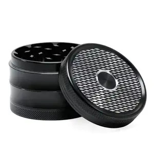 Rhombus Cutting Design on Tobacco Grinder Lid 4 Parts Novelty Herbal Grinder 2.5 Inch Smoking Accessories for Smokeshops
