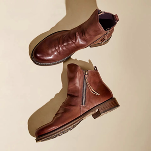 Men's Autumn Ankle Boots Anti-Slippery Dress Shoes &amp; Oxfords Denim Flat <strong>PU</strong> <strong>Leather</strong> with Button Closure - Product Image 6