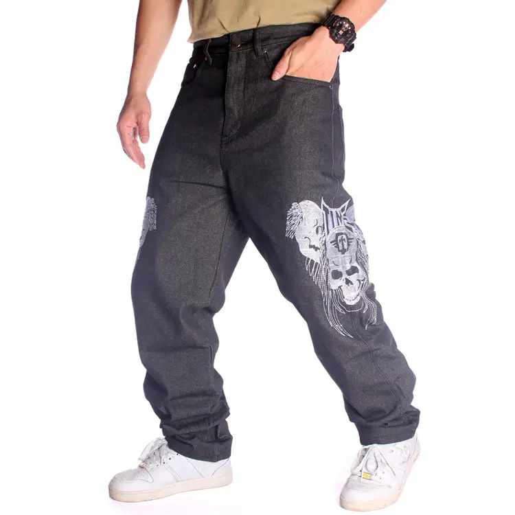 Jeans uomo ricamati alla moda Hip Hop taglie forti pantaloni Jeans Harem Denim pantaloni Custom Designer Streetwear a gamba larga larghi