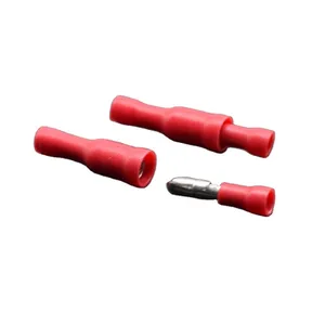 Conector elétrico com isolamento macho, terminal vermelho para 22-16 AWG, fio de áudio FRD MPD1-156, 25 unidades fêmea e 25 unidades macho