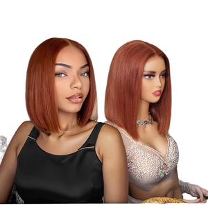 Oranje gemberkleurige 13x4 kant-voor-haarwerk pruiken van echt haar, voorgeplukt, 180% dichtheid, lijmloos, recht, gekleurd, voor zwarte vrouwen - Product Image 1