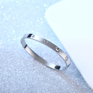 Stainless Steel Minimalist <b>Bangle</b> with Zircon Accents 18K Gold PVD Plated <b>for</b> <b>Men</b> & Women | Durable Waterproof & Hypoallergenic - Product Image 5