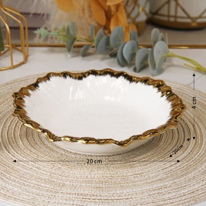 Service de vaisselle en céramique de luxe avec bordure dorée, assiettes à steak, bols, vaisselle occidentale, vente en gros, articles de table pour hôtels, fournitures pour restaurants - Product Image 6
