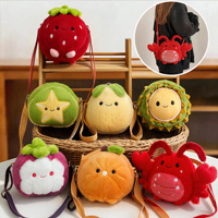 Sac à bandoulière en peluche Kawaii motif fruits, avec sangle réglable, en velours doux, pour enfants