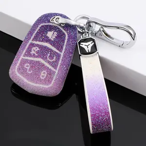 凯迪拉克智能5按钮水晶钻石汽车钥匙包盖新款汽车遥控钥匙扣外壳Ca r钥匙配件