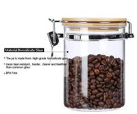 Pot de conservation alimentaire en verre borosilicate transparent avec couvercle en bambou à fermeture hermétique pour la cuisine à domicile