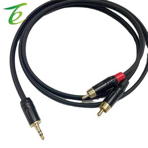 Медный позолоченный 3,5 мм с двойным лотосом 2RCA штекер ТВ аудио выход в AV-линию с одной и двумя звуковыми линиями - Product Image 1