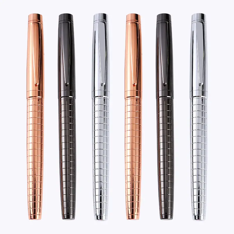 Luxury Stainless Steel Retractable Pen Executive Rose Golden Silver Gun Metal Wedding Gift Metal Roller Ball Pen