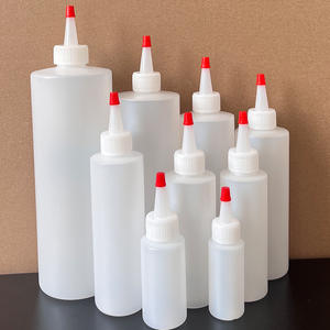 BPA FREE Empty 4oz 8oz Cylinder Round HDPE Plastic Bottle with Red Tip Top for Sauce 12 oz 16 oz Squeeze Sauce Condiment Bottles - Product Image 3
