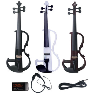 Adultos aprenden a tocar violín electrónico electroacústico en blanco y negro para presentaciones en escenario. - Product Image 1