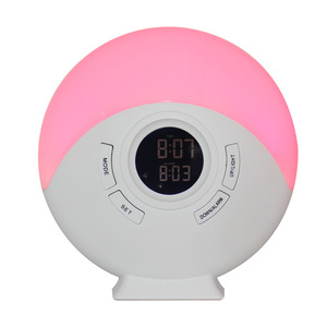 Novedad, reloj electrónico de cabecera para el hogar, 7 LED, luz nocturna cambiante de colores, Radio FM, luz de despertador al amanecer, reloj despertador - Product Image 2