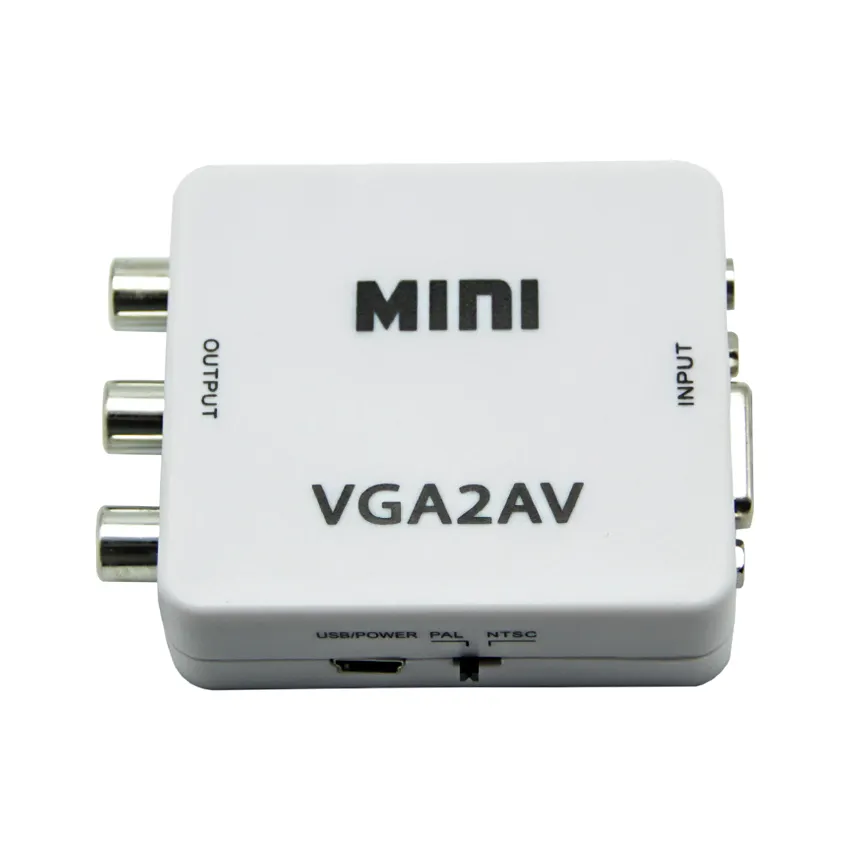 מתאם ממיר וידאו 1080P מיני VGA ל-RCA/AV מפצלים וממירים ממחשב לטלוויזיה