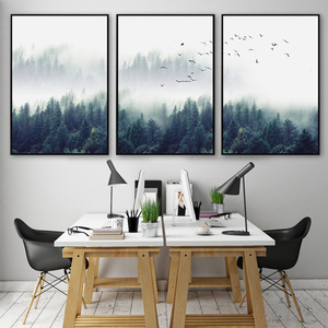Arte de pared abstracto moderno lienzo de 3 piezas arte de pared paisaje de bosque denso pinturas de naturaleza muerta para la decoración del hogar de la sala de estar - Product Image 3