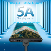 Câble USB C USB 3.1 Gen2 10 Gbps, vidéo 4K 60 Hz, charge PD 100 W, cordon tressé en nylon de type C pour ordinateur portable, moniteur, station d'accueil