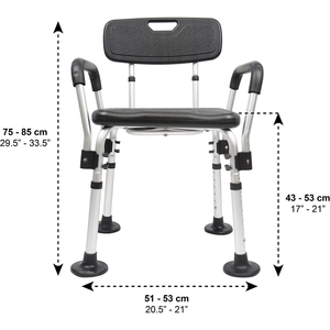Chaise de douche réglable PEPE P30016 pour personnes âgées avec accoudoirs - Product Image 1