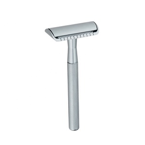 Maquinilla de afeitar de Metal con diseño clásico de <span class=keywords><strong>tres</strong></span> piezas, doble filo, cero residuos, húmeda, de seguridad - Product Image 3