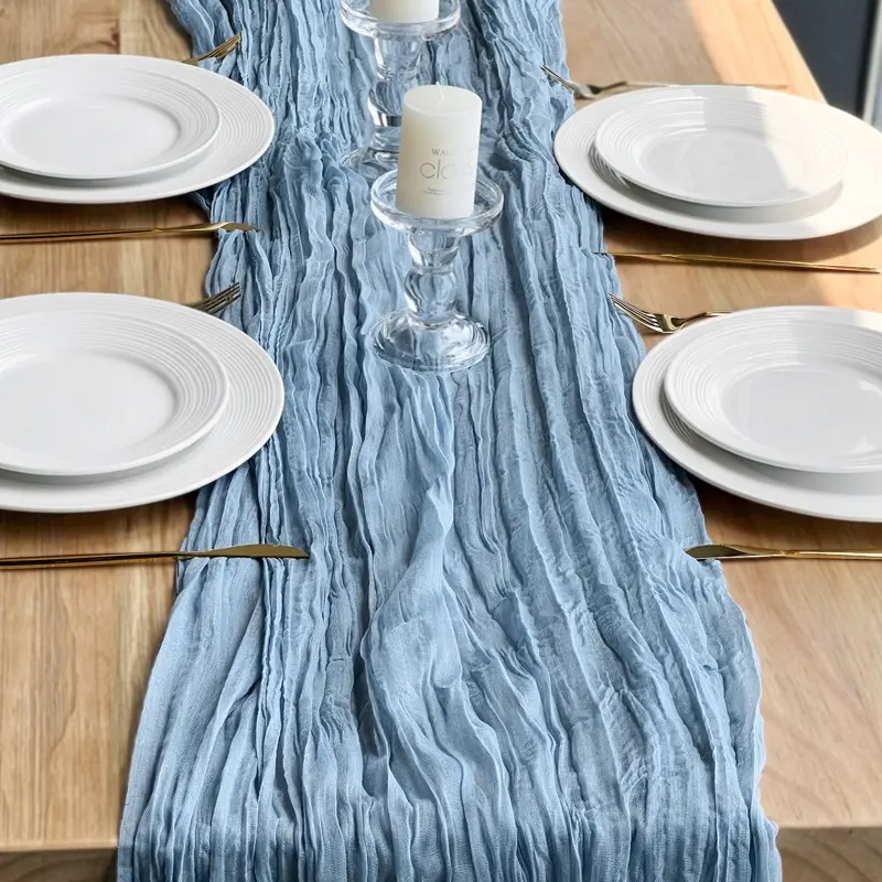Novo tule empoeirado azul gaze tabela corredor 2022 casamento decoração
