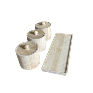 Bamboo Spice <b>Jar</b> Set 3Pcs Airtight Lid Solid Seasoning <b>Storage</b> <b>Kitchen</b> Condiment Container - Product Image 5