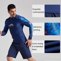 Camiseta de Manga Larga para Hombre, Protección UPF50+, para Surf y Natación, Secado Rápido, Transpirable, Anti-UV, Antibacteriana, Spandex/Nailon