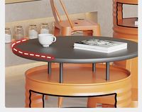 Meubles de bar industriels personnalisables, design moderne, impression de logo, tables et chaises en métal, ensemble de tables en forme de baril, usage commercial