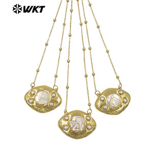 WT-JN391 Collier <span class=keywords><strong>de</strong></span> haute qualité avec chaîne fine à perles et pendentif religieux Sainte <span class=keywords><strong>Marie</strong></span> plaqué or pour femme, bijoux <span class=keywords><strong>de</strong></span> mode - Product Image 1
