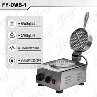 Gaufrier belge rond professionnel en acier inoxydable avec double commande de température et interrupteur d'alimentation pour boulangerie, café, snack-bar, desserts