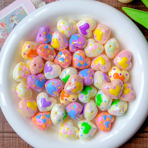 ลูกปัดเพ้นท์มือสไตล์โมเดิร์นทำมือลายความรักทำมือโซ่โทรศัพท์มือถือและพวงกุญแจวัสดุอะคริลิค - Product Image 1