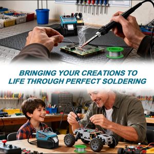 Station de soudage sans fil compatible avec les batteries Makita 18V LXT, dotée d'un <span class=keywords><strong>fer</strong></span> à <span class=keywords><strong>souder</strong></span> numérique LED de 90 <span class=keywords><strong>watts</strong></span> - Product Image 6