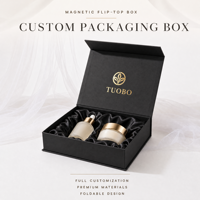 Boîte magnétique noire à finition mate avec logo personnalisé, boîte de luxe pour cosmétiques et soins de la peau, boîte d'expédition pour e-commerce, carton rigide pour cadeaux de vente au détail