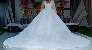 Venta al por menor 2025 nigeriano con cuentas de encaje vestido de novia de manga larga vestido de baile con tren de la Catedral para Aso Ebi <span class=keywords><strong>fiesta</strong></span> vestido de novia - Product Image 6
