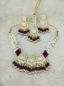 Kundan blanc de qualité supérieure du fabricant indien, perle multicolore, bijoux de mariée élégants en plaqué or pour filles - Product Image 2