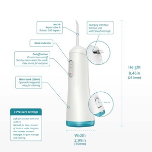 TAHATH Portable Rechargeable USB Cordless Handheld <b>Water</b> Dental <b>Flosser</b> with <b>Jet</b> Irrigator for Dental Care - Product Image 2