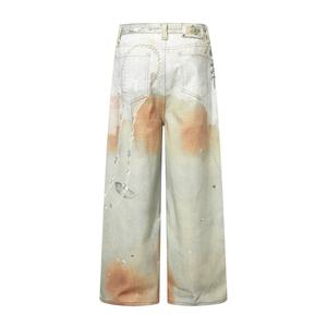 Pantalones Vaqueros de Pierna Recta Vintage para Hombre, Estilo Punk con Cadena, Estampado Digital 3D, Tie Dye, Retro, Nicho, Hip-hop, Estilo Urbano, Jeans de Pierna Ancha - Product Image 3