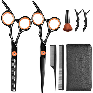 Tijeras de Peluquería de 6'' AQIABI, Tijeras de Corte de Pelo de Acero Japonés, Tijeras de Entresacar, Tijeras para Corte de Pelo, Negras, C1001 - Product Image 1