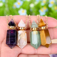Collier en cristal naturel poli au laser, hexagonal, à double pointe, en gros, pour flacon de parfum, artisanat