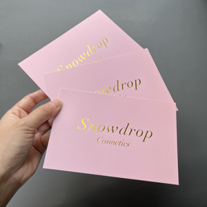 Tarjeta de agradecimiento rosa personalizada con estampado en caliente de logotipo en lámina dorada, tarjetas de reconocimiento empresarial de lujo para pequeñas empresas, empaques de cosméticos - Product Image 4