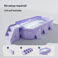 Piscine familiale durable et écologique en PVC, sans gonflage, résistante à la pression de l'eau 500MPa, grande piscine compacte d'extérieur