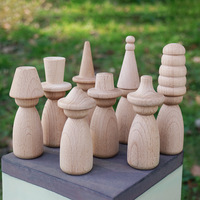 Jouets en bois de hêtre naturel gravés et sculptés en gros, décoration, marionnettes, poupées, artisanat, non peints, bricolage, poupées en bois