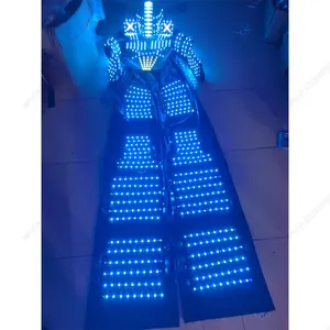 Free Shipping Laser Glove Glasses Led Robot Costume Adult Party Robot Led Suits Stilt Robot with co2 led Cannon gun