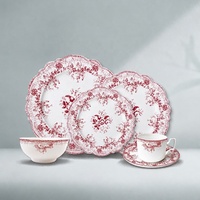 Assiette de service en porcelaine de Chine à bord festonné, motif floral français, imprimée sous glaçure, pour mariage et réceptions