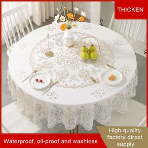 <b>Round</b> Gold Lace Waterproof <b>Tablecloth</b> Modern Design Party Plastic <b>Tablecloths</b> - Product Image 4