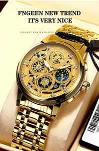 Reloj de Hombre BINBOND B4010, Estilo Antiguo, Movimiento Citizen de Cuarzo, Correa de Acero Inoxidable, Esfera Luminosa, Resistente al Agua, Gran Venta - Product Image 5