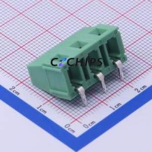 DB128R-7.5-3P-GN-S Screw Terminal Block Bent Lead Through Hole,P=7.5mm Connector 1x3P 7.5mm Green Right Angle Insert - Product Image 2