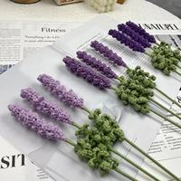 Bunga rajut buatan tangan buatan tangan, dekorasi Interior, bunga Lavender, bunga Crochet ungu