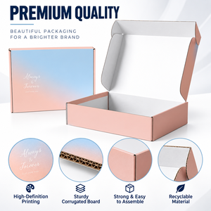 Caja de envío corrugada con patrón degradado de lujo, caja de cartón plegable con logo personalizado, caja de regalo de papel reciclado para ropa y cosméticos - Product Image 2