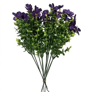 Bouquet de fleurs artificielles en eucalyptus violet, bouquet de feuilles d'eucalyptus en soie, arrangement décoratif - Product Image 3
