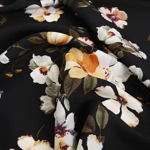 WI-D15 Strong Fiber Polyester Floral Printed Filament Twill Printed Fabric For Shirting And Dress